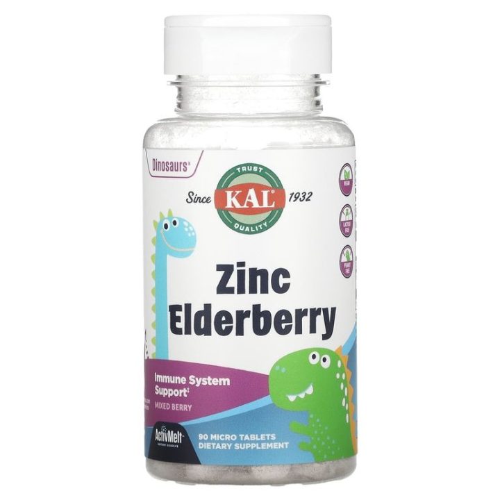 KAL, Zinc Elderberry, Цинк для детей с бузиной, 90 микротаблеток