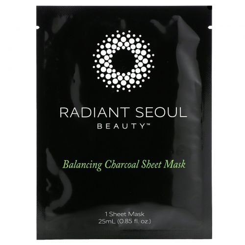 Radiant Seoul, Маска с древесным углем тканевая, Balancing Charcoal Sheet Masks, 25мл