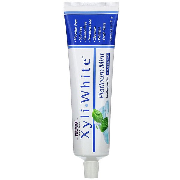 NOW FOODS, Зубная гель-паста с ксилитом против налета и камня, XyliWhite, Platinum Mint, 181гр
