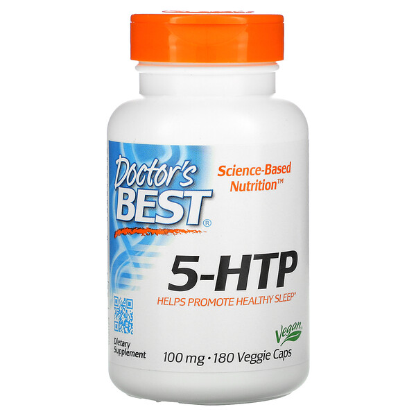 Doctor's Best, 5-HTP, натуральный антидепрессант 100 мг, 180 капсул - ДИСКОНТ - срок до 05/25