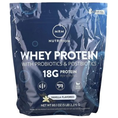 MRM Nutrition, Сывороточный протеин, с пробиотиками и постбиотиками, вкус ванили, 2270 г