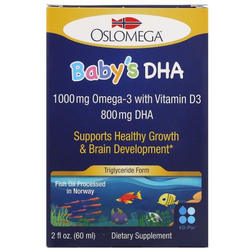Oslomega, Омега-3 с витамином D3 для детей, 60мл