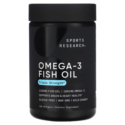 Sports Research, Omega 3 Fish Oil, Рыбий жир с омега-3, тройной силы,120 мягких таблеток