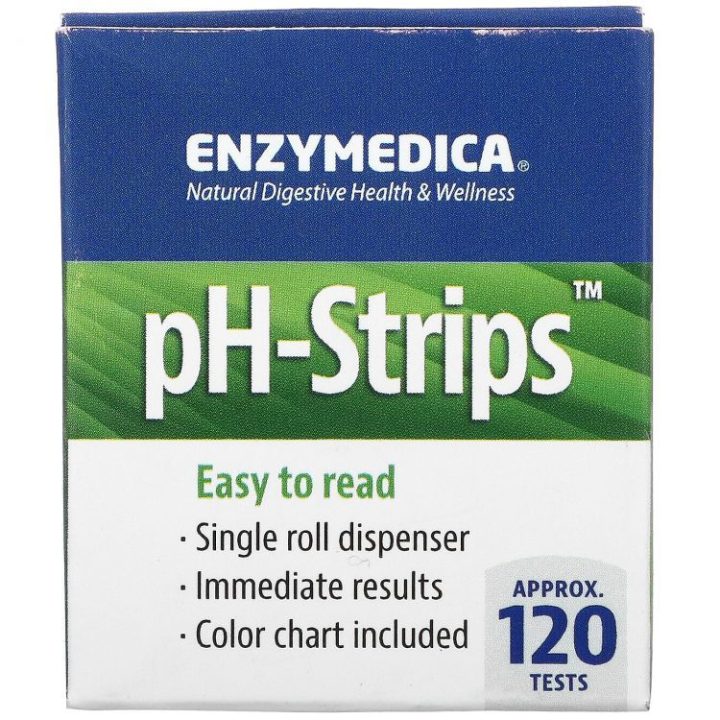 Enzymedica, ph-Stips, тест-полоски для определения уровня pH, 120 тестов
