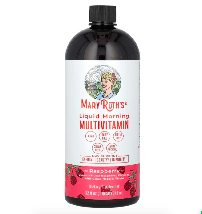 MaryRuth's Liquid Morning Multivitamin, Raspberry, Мультивитамины, малина, 946 мл