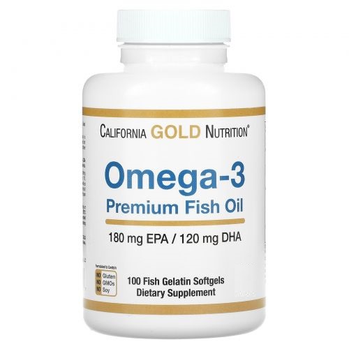 California Gold, Омега-3, Premium Fish Oil, 100 капсул
