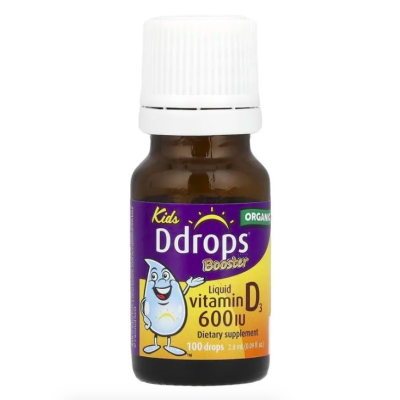 Ddrops, Kids, Booster, Жидкий витамин D3 для детей, 600 МЕ, 2,8 мл