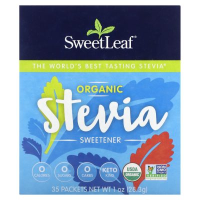 Wisdom Natural, SweetLeaf, стевия, органический подсластитель, сахарозаменитель, 35 пакетиков