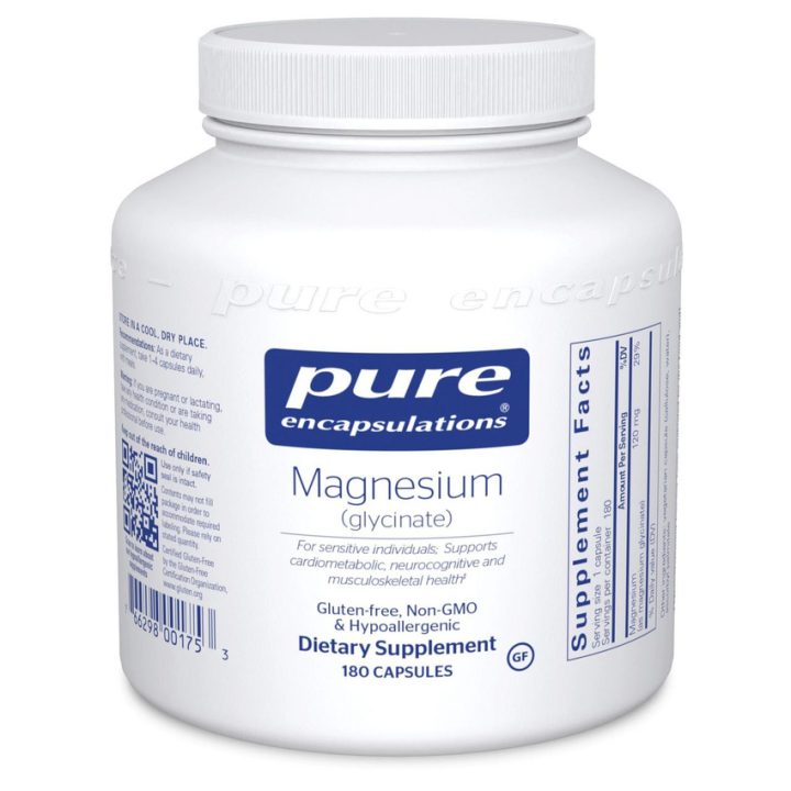 Pure Encapsulations, Магний глицинат, Magnesium Glycinate, 120 мг, 180 капсул