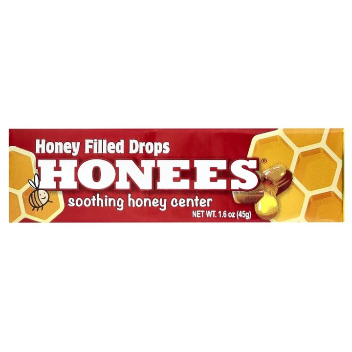 Honees, Honey Filled Drops, Медовые леденцы от боли в горле, 45 г