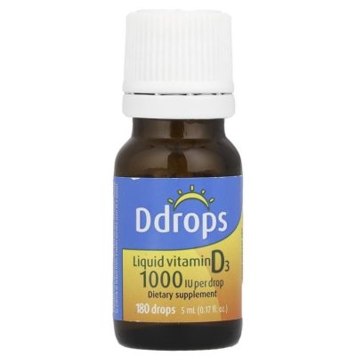 Ddrops, жидкий витамин D3, 1000 МЕ, 180 капель, 5 мл