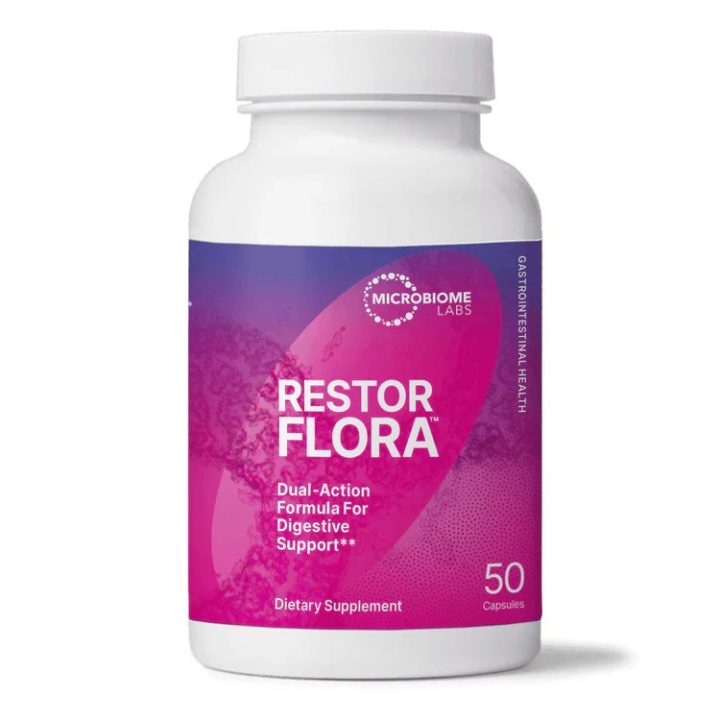 Microbiome Labs, RestorFlora, пробиотики для здоровья пищеварительной системы, 50 капсул