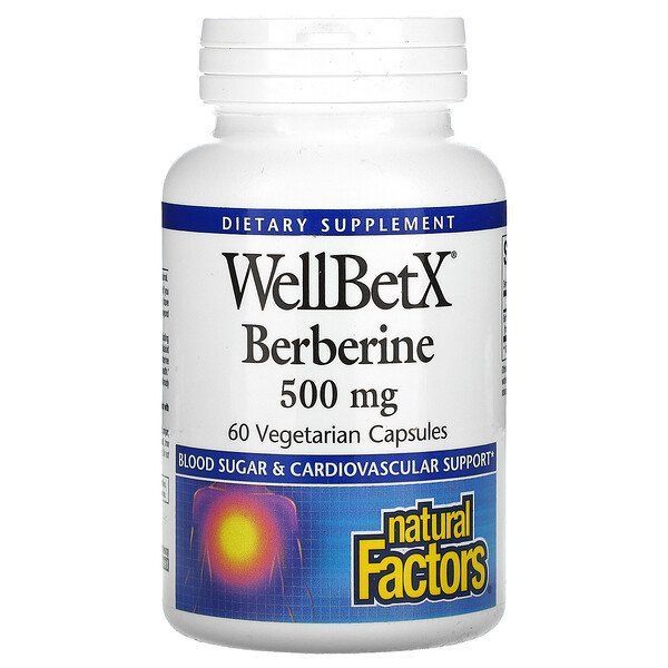 Natural Factors, Берберин, WellBetX, Berberine, 500 мг, 60 капсул
