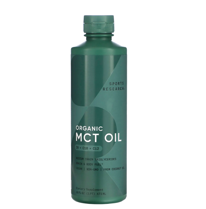 Sports Research, Органическое масло MCT, Organic MCT Oil C8+С10+С12, без запаха, 473 мл