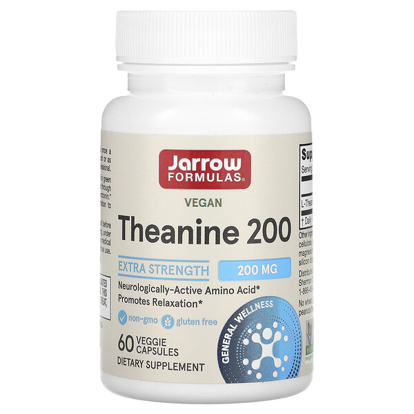 Theanine, Теанин, 200 мг, 60 вегетарианских капсул