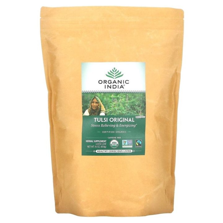 Organic India, Tulsi Tea, Листовой травяной чай тулси, без кофеина, 454 г (16 унций)