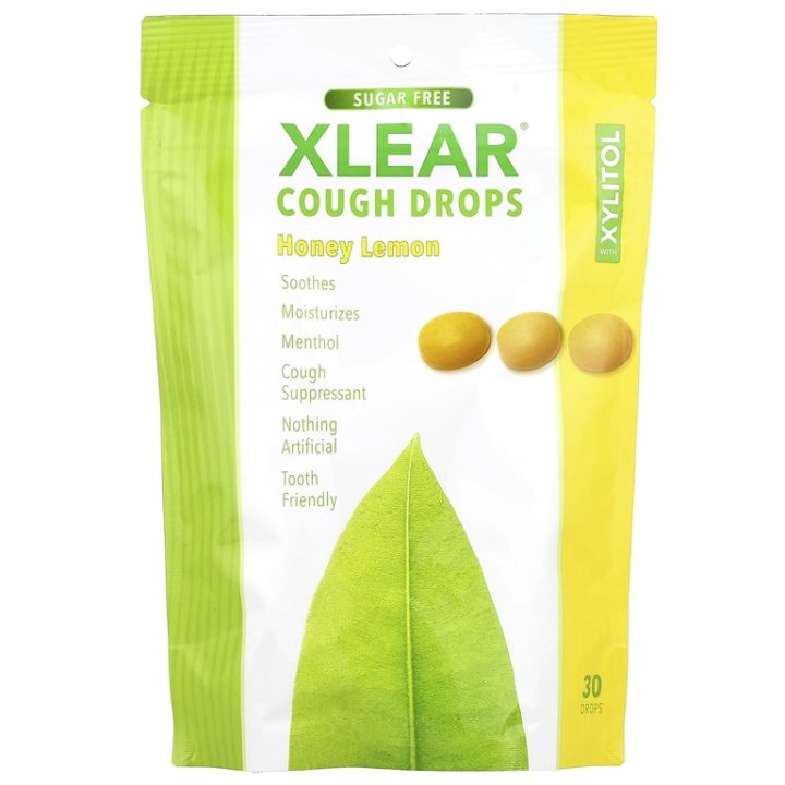 Xlear, Леденцы от кашля с ксилитолом, без сахара, мед и лимон, 30 шт.