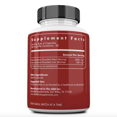 Ancestral Supplements, вытяжка из говяжьего сердца травяного откорма, 180 капсул