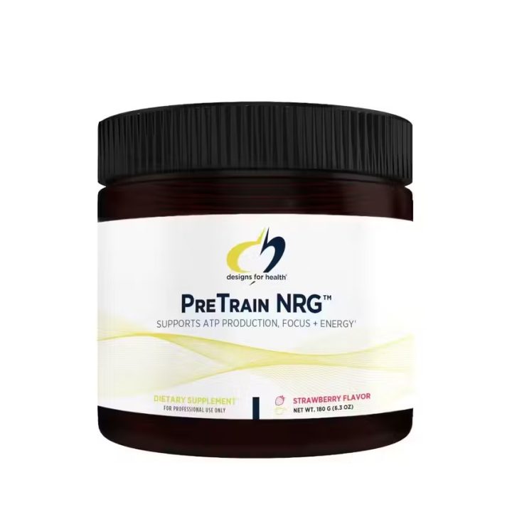 Designs for Health, PreTrain NRG (Претреник), сила и энергия для спортсменов, вкус клубника, 180 г