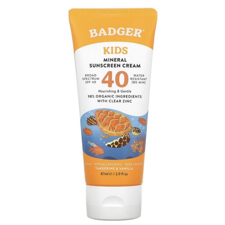 Badger, солнцезащитный крем для детей SPF 40, Kids Mineral Sunscreen Cream, 87 мл