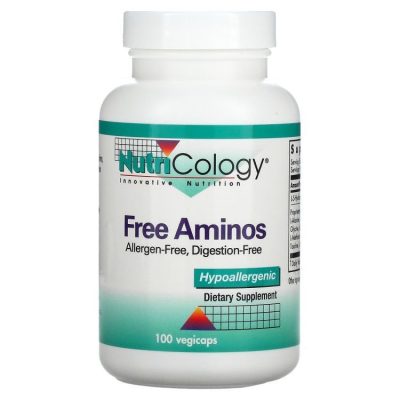 Nutricology, Free Aminos, Аминокислоты свободной формы, 100 капсул