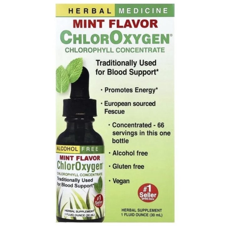 Herbs Etc., ChlorOxygen, концентрат хлорофилла, без спирта, мята, 30 мл