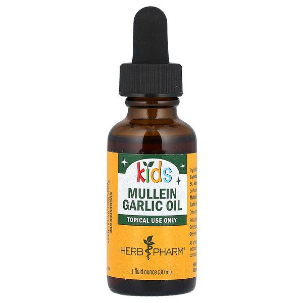 Herb Pharm, Kids, Детское масло коровяка и чеснока, капли для ушей, 30 мл