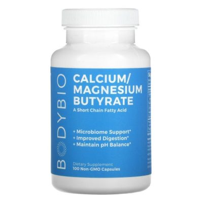 BodyBio, Calcium / Magnesium Butyrate, Бутират кальция / магния, 100 капсул