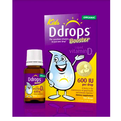 Ddrops, Kids, Booster, Жидкий витамин D3 для детей, 600 МЕ, 2,8 мл
