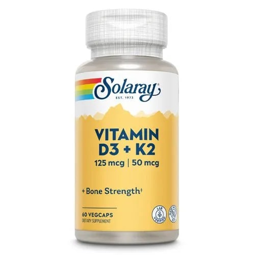 Solaray, витамины D3 и K2, без сои, 60 веганских капсул