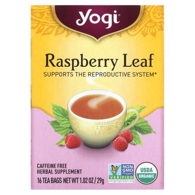 Yogi Tea, листья органической малины, поддержка репродуктивной системы, 16 чайных пакетиков