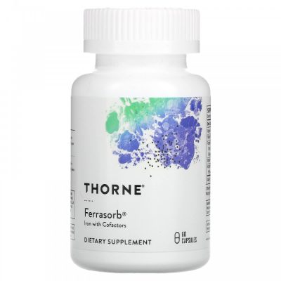 Thorne Research, Железо с кофакторами, Ferrasorb, 60 вегетарианских капсул