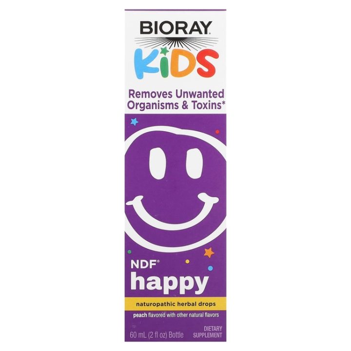 Bioray, NDF Happy, Kids, выведение нежелательных организмов у детей, вкус персика, 60 мл