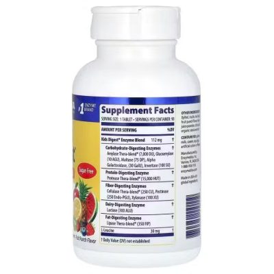 Enzymedica, Kids Digest, Пищеварительные ферменты для детей, вкус фруктового пунша, 90 таблеток