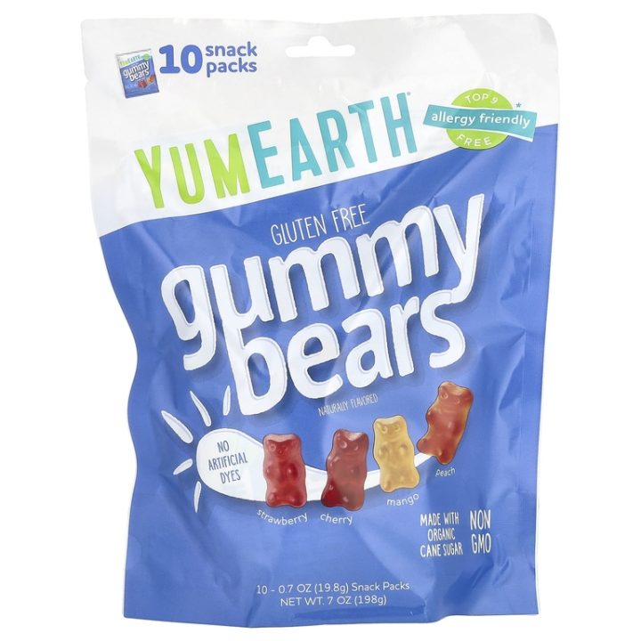 YumEarth, Жевательные мишки, Ассорти вкусов, Gummy Bears, 10 пакетов со снеками