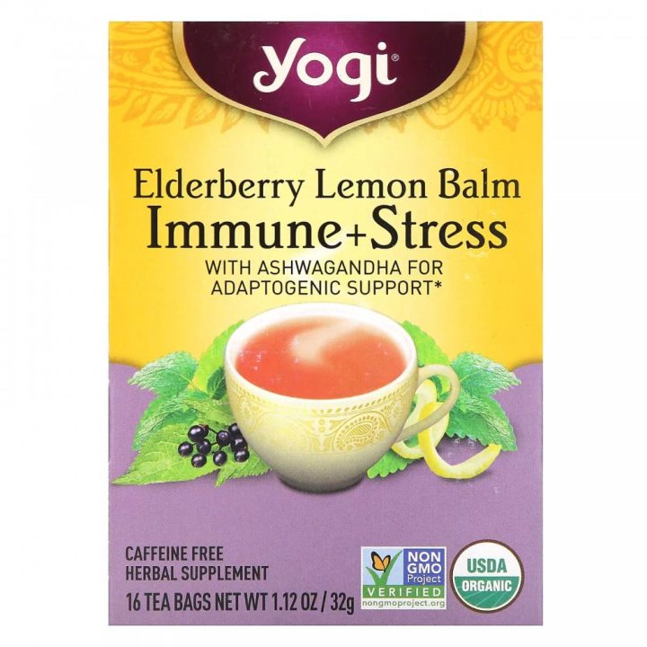 Yogi Tea, чай для иммунитета и борьбы со стрессом, без кофеина, 16 чайных пакетиков
