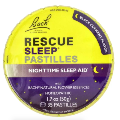 Bach, Rescue Sleep, Пастилки от бессонницы, черная смородина, 35 шт, 50 г