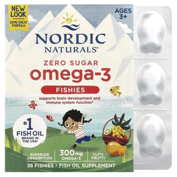 Nordic Naturals, Омега-3, без сахара, для детей от 3 лет, тутти фрутти, 300мг, 36 рыбок
