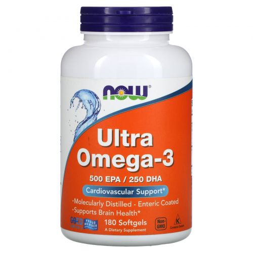 Now Foods, Ultra Omega-3, Ультра омега-3, 500 EPA/250DHA, 180 капсул