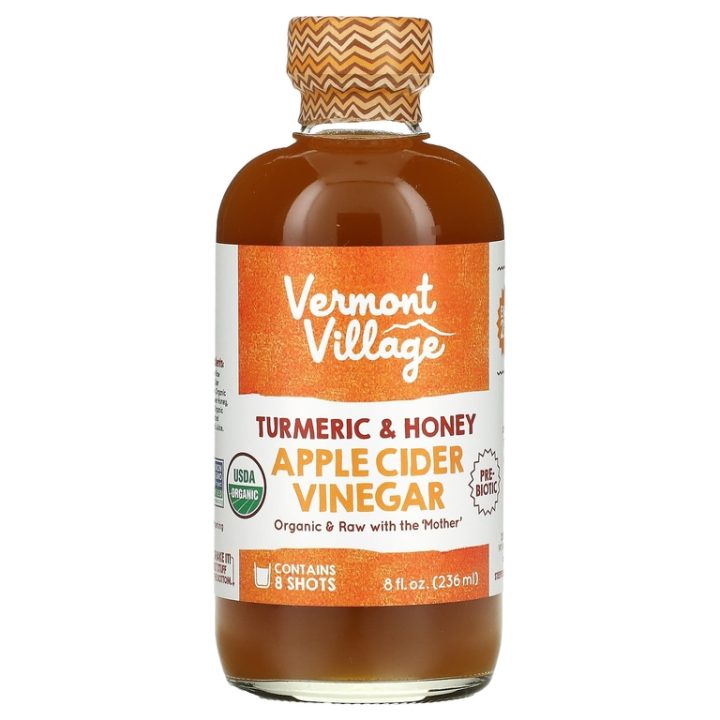 Vermont Village, Apple Cider Vinegar, Turmeric & Honey, Яблочный уксус, куркума, мед, 236 мл