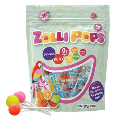 Zollipops, Леденцы "Чистые зубы" без сахара, тропические фрукты, в индивидуальных упаковках, 88 гр