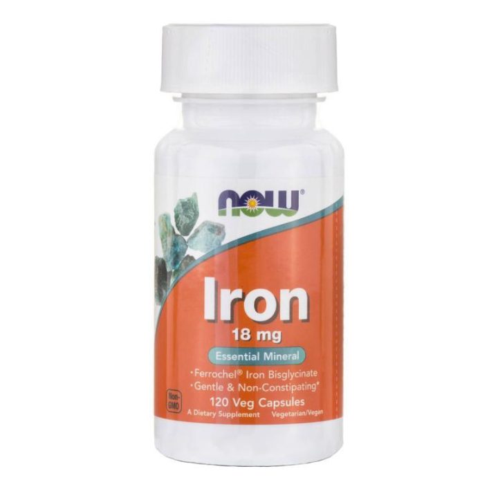 Now Foods, Железо, Iron 18мг, 120 капсул