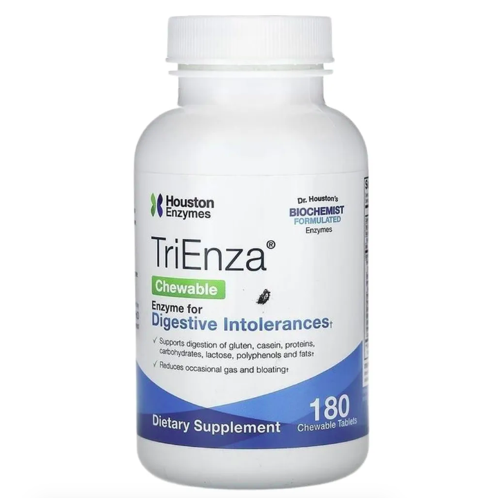 Houston Enzymes, TriEnza, ферменты при пищевой непереносимости, 180 жев таб