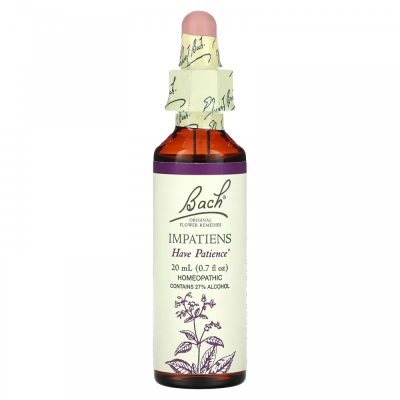 Bach, Original Flower Remedies, недотрога (бальзамин), натуральное успокоительное, Impatiens, 20 мл