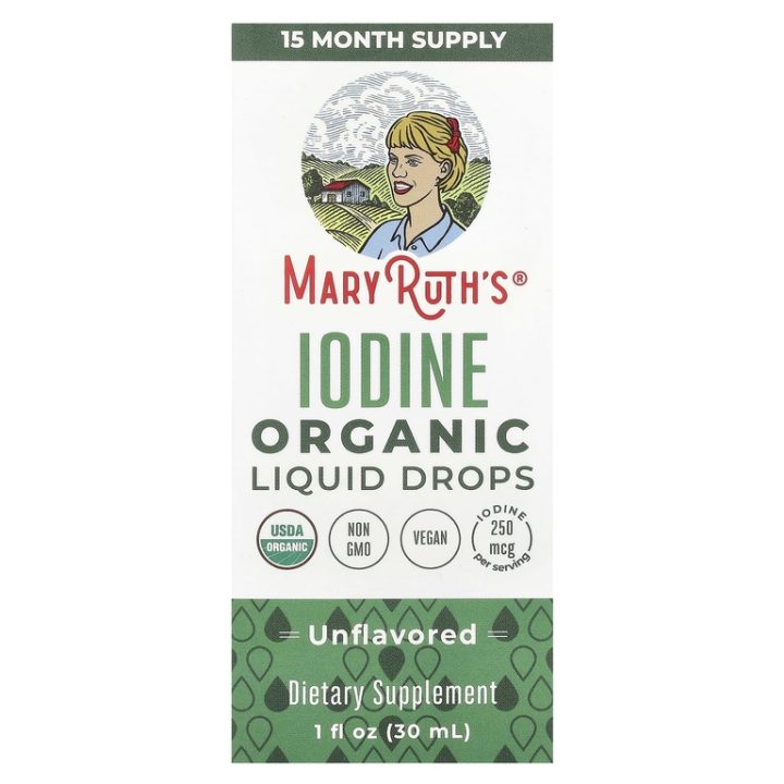 MaryRuth's, органический йод, жидкие капли, Iodine Organic, без добавок, 30 мл