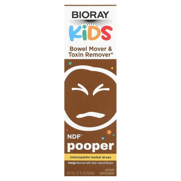 Bioray, Kids, NDF Pooper, очищение кишечника и удаление токсинов, для детей, вкус манго, 60 мл