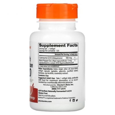 Doctor's Best, коэнзим Q10 с BioPerine, 100 мг, 120 капсул уценка