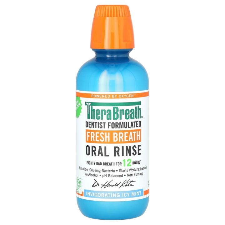 TheraBreath, Ополаскиватель для рта Fresh Breath, свежее дыхание, ледяная мята, 473 мл