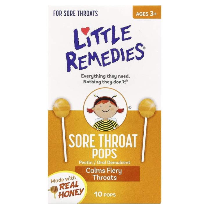 Little Remedies, Леденцы от боли в горле, вкус меда, для детей 3+, 10шт