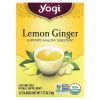 Yogi Tea, чай с лимоном и имбирем, поддержка пищеварения, без кофеина, 16 чайных пакетиков